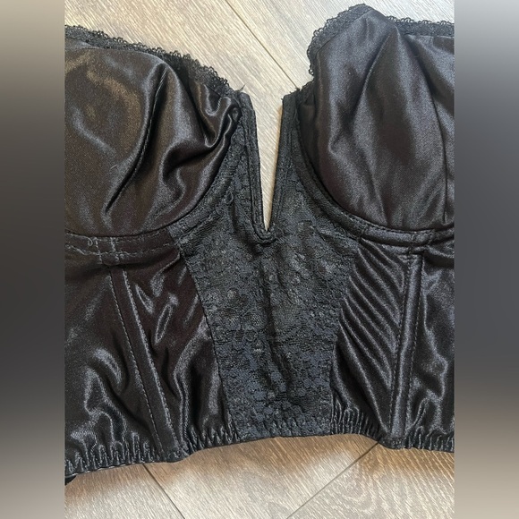 Vtg Backless by Smoothie Coquette Black Satin & Lace Padded Corset bustier 34C - Picture 3 of 9